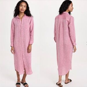Frank & Eileen Rory Maxi Shirt Dress, Washed Red Linen, S